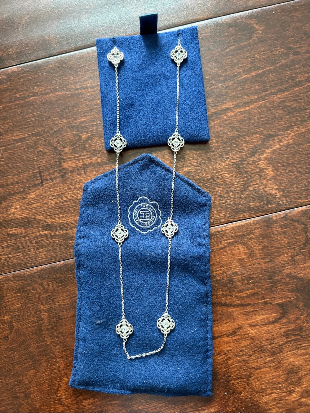 Tacori Silver Floral Station Long Necklace